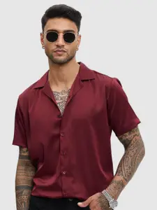 Snitch Men Relaxed Fit Cuban Collar Solid Casual Shirt