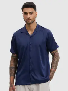 Snitch Men Relaxed Fit Cuban Collar Solid Casual Shirt