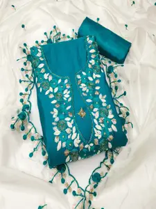 MANVAA Floral Embroidered Sequinned Unstitched Dress Material