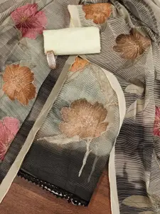 MANVAA Floral Printed Organza Unstitched Dress Material