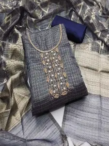 MANVAA Floral Embroidered Beads and Stones Unstitched Dress Material