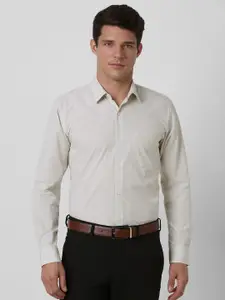 Peter England Men Slim Fit Spread Collar Micro Checked Cotton Formal Shirt