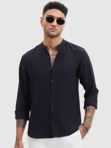 Snitch Men Smart Fit Band Collar Textured Casual Shirt