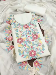 MANVAA Floral Embroidered Beads Work Unstitched Dress Material