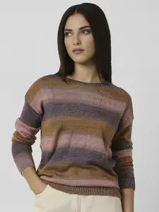 Van Heusen Woman Women Round Neck Striped Pullover