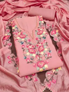 MANVAA Floral Embroidered Sequinned Unstitched Dress Material