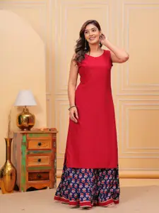 NYPA Floral Printed Straight Gotta Patti Kurta With Skirt