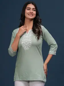 PINGAKSH Ethnic Motifs Embroidered Mirror Work Kurti