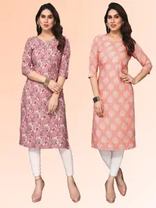 KETAKI FASHION Selection Of 2 Geometric Printed Round Neck Kurtas