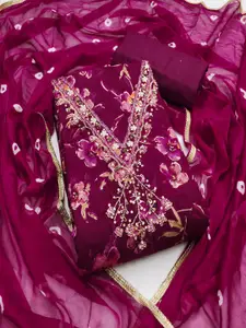 MANVAA Floral Printed Sequinned Unstitched Dress Material