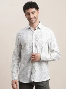 Turtle Men Classic Fit Spread Collar Abstract Printed Casual Shirt