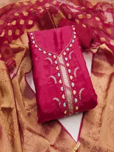 MANVAA Floral Embroidered Sequinned Unstitched Dress Material