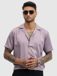 Snitch Men Relaxed Fit Cuban Collar Solid Casual Shirt
