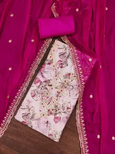 MANVAA Floral Printed Sequinned Unstitched Dress Material