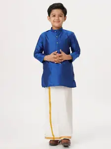 Ramraj Boys Long Sleeves Kurta with Jari Dhoti Combo