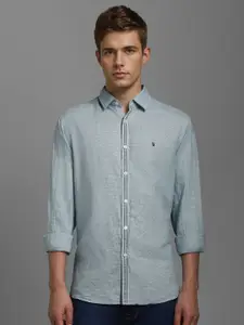 Louis Philippe Sport Men Textured Self Design Spread Collar Casual Shirt