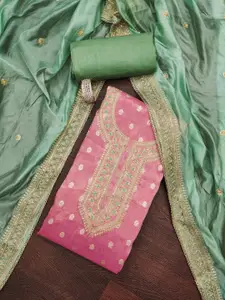 MANVAA Floral Woven Design Sequinned Unstitched Dress Material