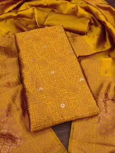 MANVAA Ethnic Motifs Woven Design Zari Unstitched Dress Material