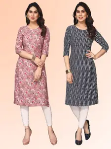 KETAKI FASHION Selection Of 2 Geometric Printed Round Neck Kurtas