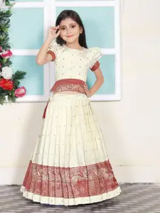 FELIZ THE DESIGNER STUDIO Girls Ethnic Motifs Woven Design Ready to Wear Lehenga & Blouse