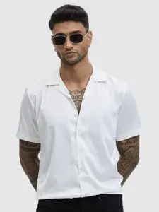Snitch Men Relaxed Fit Cuban Collar Solid Casual Shirt