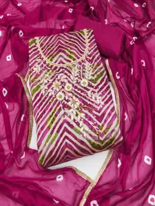 MANVAA Chevron Printed Beads and Stones Unstitched Dress Material