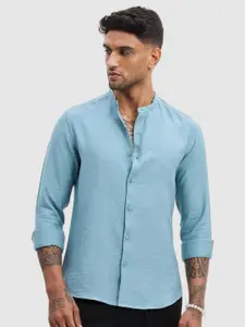 Snitch Men Smart Fit Band Collar Textured Casual Shirt