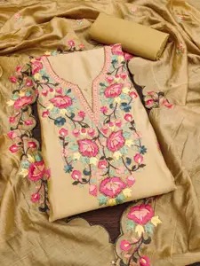 MANVAA Floral Embroidered Unstitched Dress Material