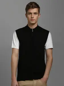 Louis Philippe Men Sleeveless Front-Open Sweaters