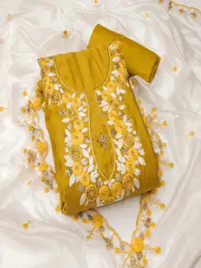 MANVAA Floral Embroidered Sequinned Unstitched Dress Material