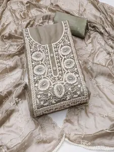 MANVAA Ethnic Motifs Embroidered Organza Unstitched Dress Material