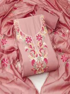 MANVAA Floral Embroidered Beads and Stones Unstitched Dress Material