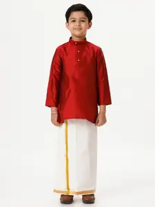 Ramraj Boys Long Sleeves Kurta with Jari Dhoti Combo