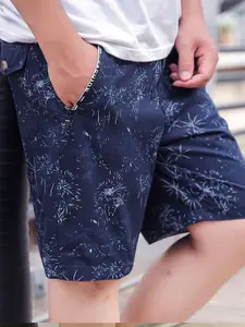 StyleCast x Revolte Men Printed Mid-Rise Regular Fit Cotton Shorts