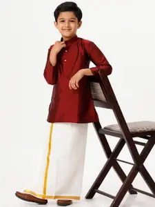Ramraj Boys Long Sleeves Kurta with Jari Dhoti Combo
