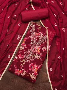 MANVAA Floral Printed Sequinned Unstitched Dress Material