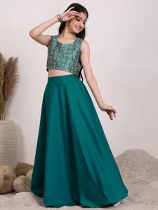 Inddus Girls Embroidered Ready to Wear Lehenga & Blouse