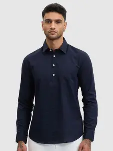 Snitch Men Smart Fit Spread Collar Solid Cotton Casual Shirt
