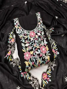 MANVAA Floral Embroidered Beads Work Unstitched Dress Material