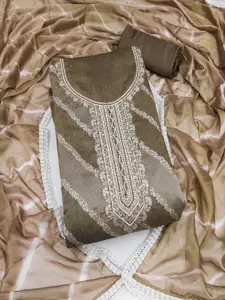 MANVAA Floral Woven Design Beads and Stones Unstitched Dress Material