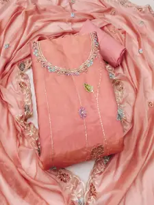 MANVAA Floral Embroidered Unstitched Dress Material