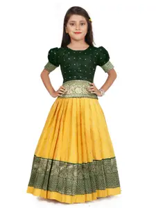 FELIZ THE DESIGNER STUDIO Girls Woven Design Zari Jacquard Ready to Wear Lehenga & Blouse