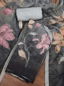 MANVAA Floral Printed Organza Unstitched Dress Material