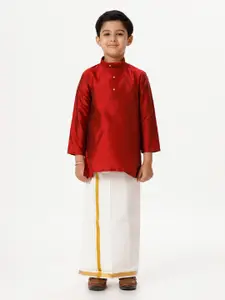 Ramraj Boys Long Sleeves Kurta with Jari Dhoti Combo