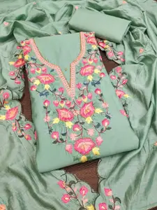 MANVAA Floral Embroidered Beads Work Unstitched Dress Material