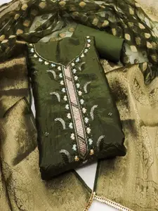 MANVAA Floral Embroidered Sequinned Unstitched Dress Material