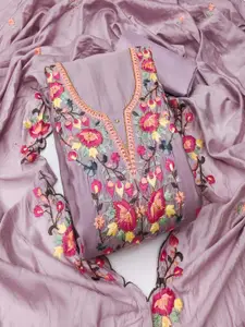 MANVAA Floral Embroidered Beads Work Unstitched Dress Material