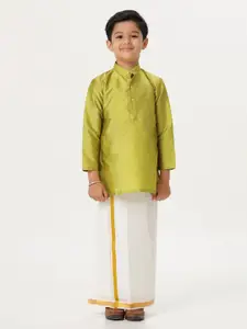 Ramraj Boys Long Sleeves Kurta with Jari Dhoti Combo