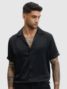 Snitch Men Relaxed Fit Cuban Collar Textured Casual Shirt