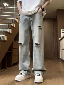 StyleCast Men Straight Fit Mildly Distressed Heavy Fade Cotton Jeans